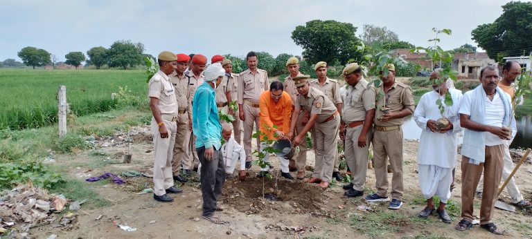 चंदपा गांव परसारा में होमगार्ड विभाग के कमांडेंड ने किया अमृत सरोवर पर वृक्षारोपण